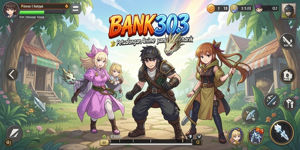 Tampilan gameplay menakjubkan dari BANK303 dengan karakter anime yang menarik.