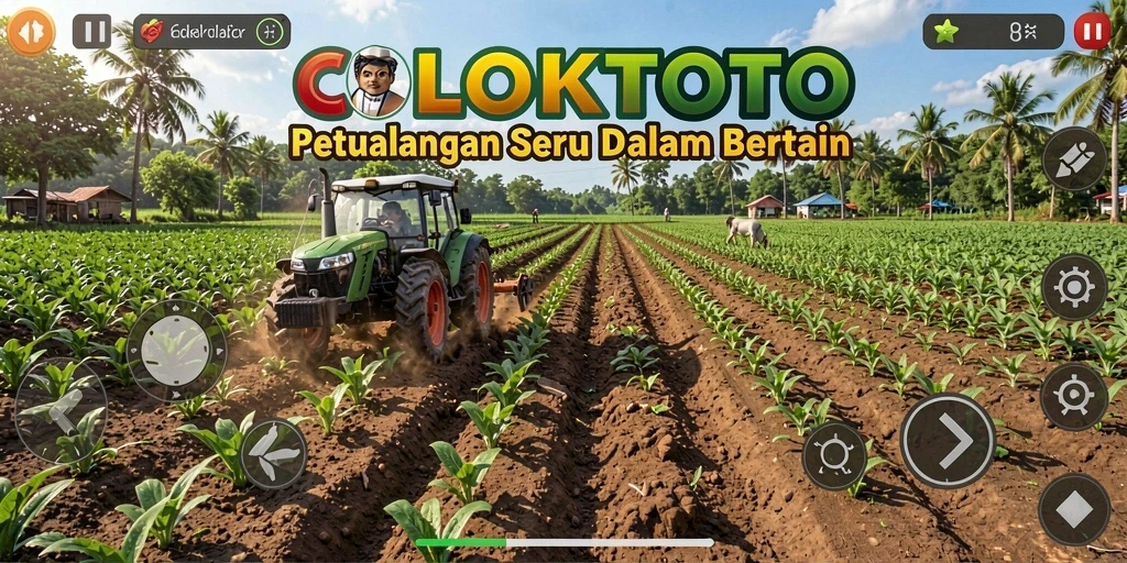 Tangkapan layar gameplay COLOKTOTO menampilkan lahan pertanian yang subur.