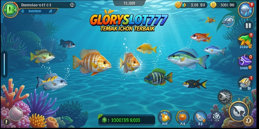 Screenshot menunjukkan gameplay menarik dalam GLORYSLOT777 Tembak Ikan.