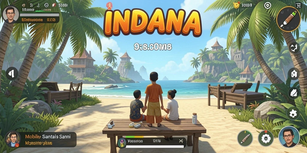 Tampilan menarik dari gameplay INDAAA yang penuh warna dan ceria.