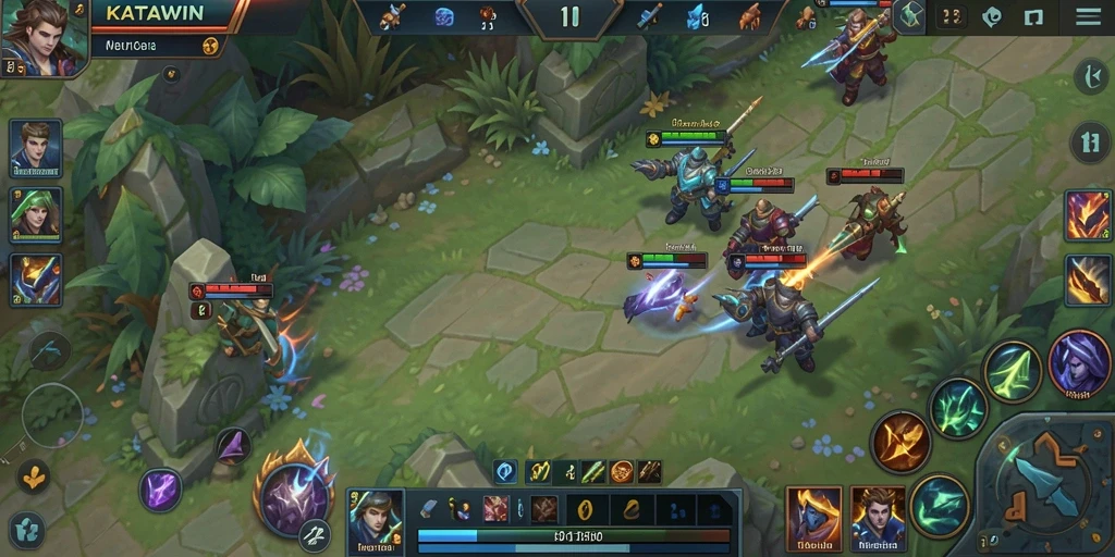 Tampilan gameplay KATAWIN dengan aksi MOBA yang seru.
