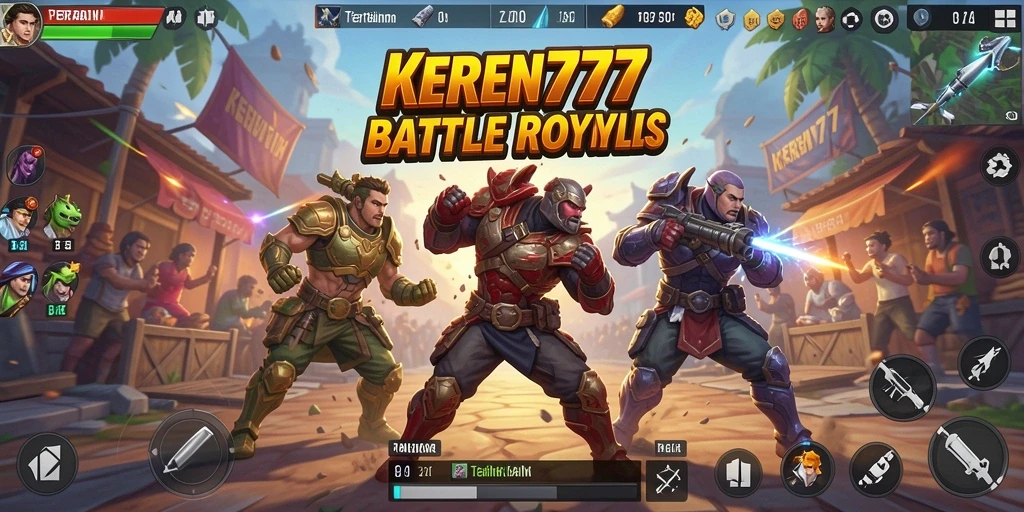 Tangkapan layar gameplay KEREN777 dengan aksi Battle Royale yang intens.