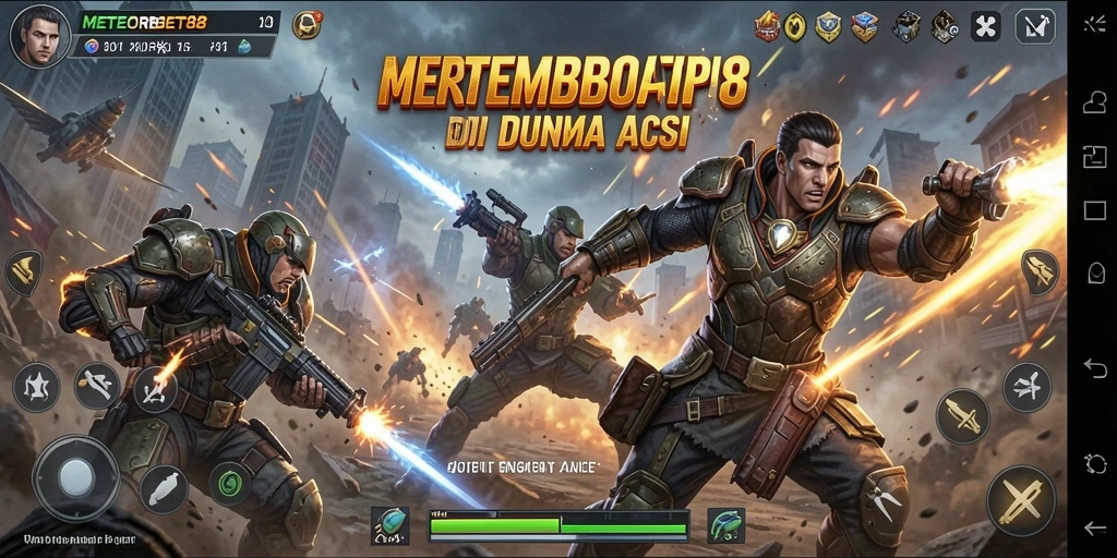 Tampilan intens gameplay METEORBET88 dalam pertempuran.
