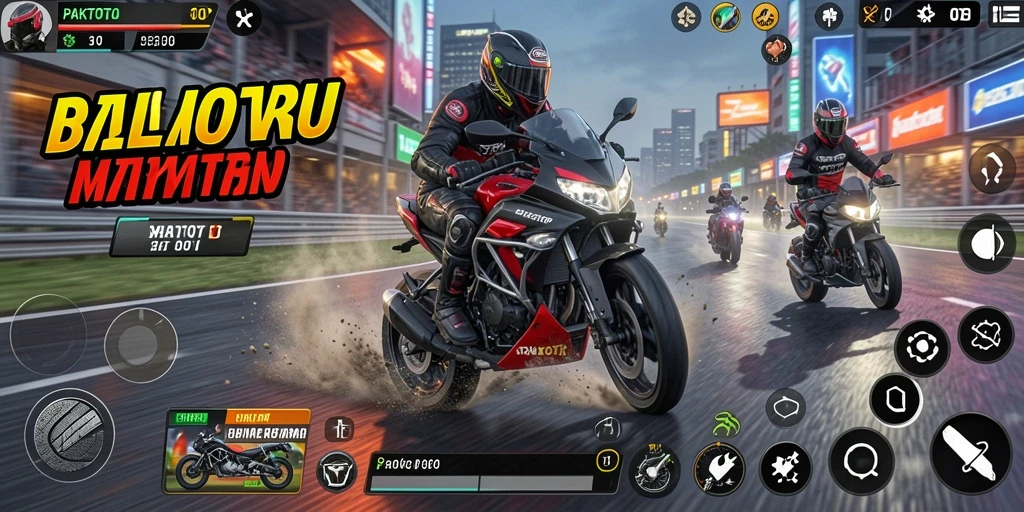 Screenshot gameplay PAKTOTO menampilkan balapan motor yang seru di lintasan menantang.