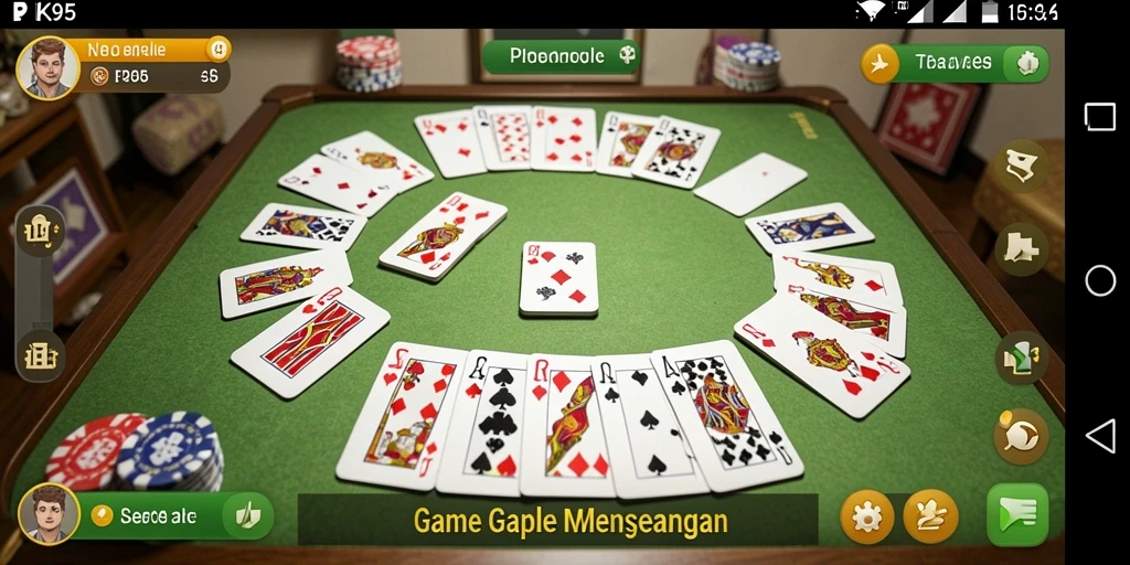 Screenshot gameplay PK95 yang menampilkan keasyikan bermain Gaple.