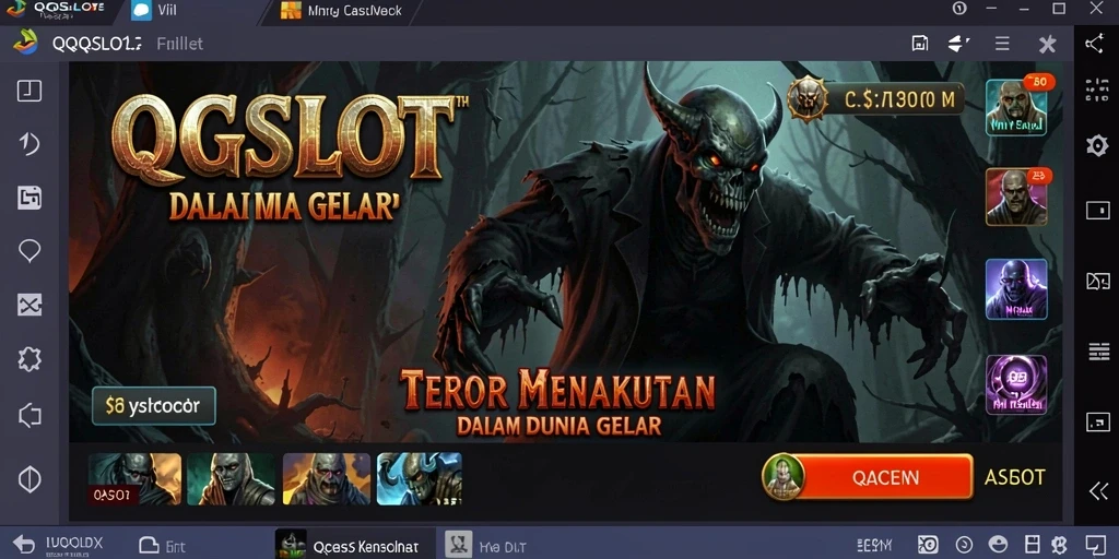 Screenshot gameplay QQSLOT dengan suasana horror yang mencekam.