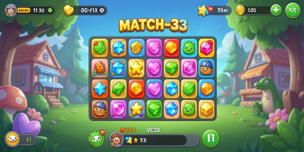 Tangkapan layar VC55 menampilkan aksi seru permainan Match-3.